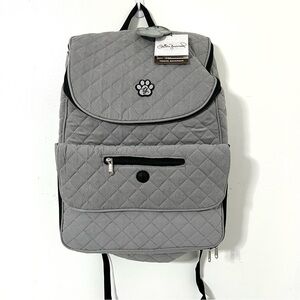 Trisha Yearwood Light Gray Quilted Pet Travel Backpack with Diamond Pattern